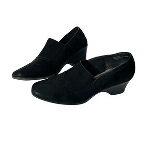 Coach and Four Black Chunky Heel Stretch Vamp Slip On Womens 8 1/2 Shoe